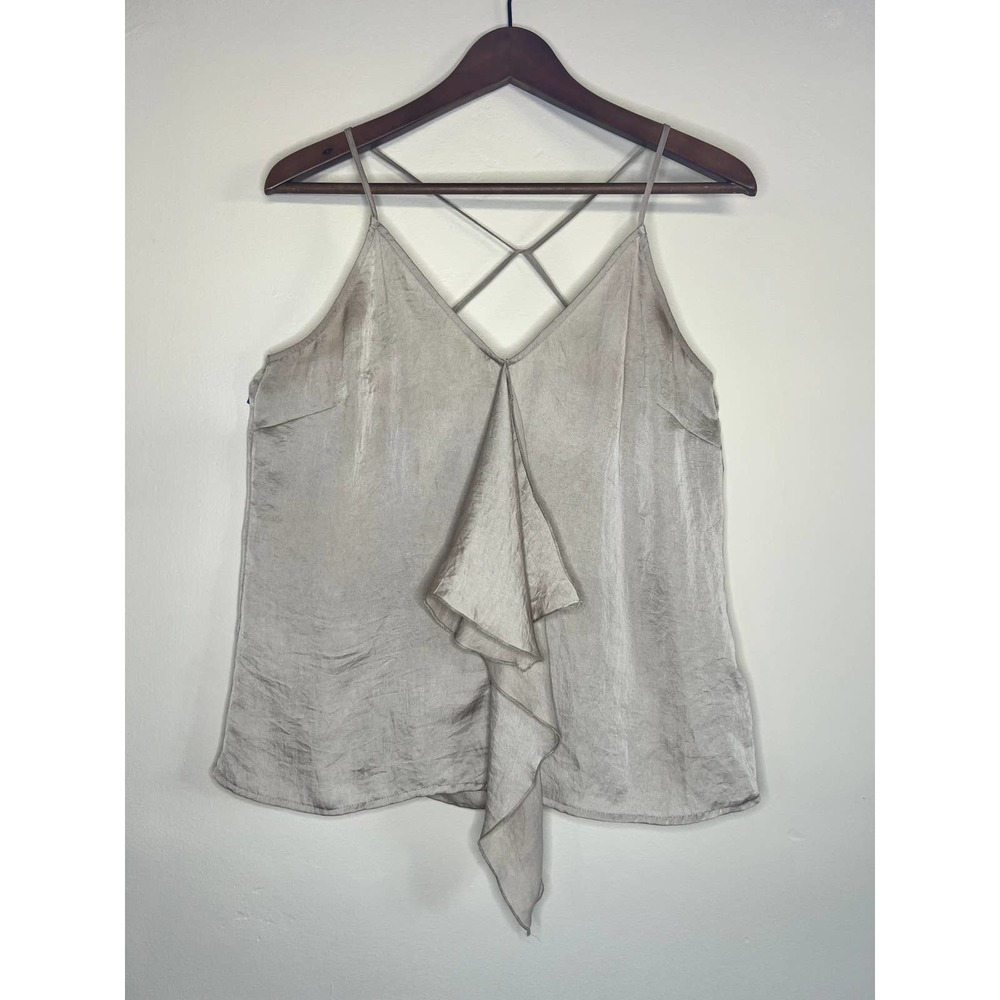 Michael Kors Silver-Tone Satin Ruffle Cami